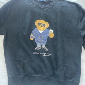 Ralph Lauren Black Crewneck with Cool Bear Design